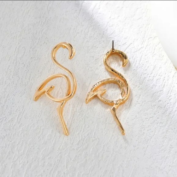 Gold Flamingo Earrings - Picture 2 of 3